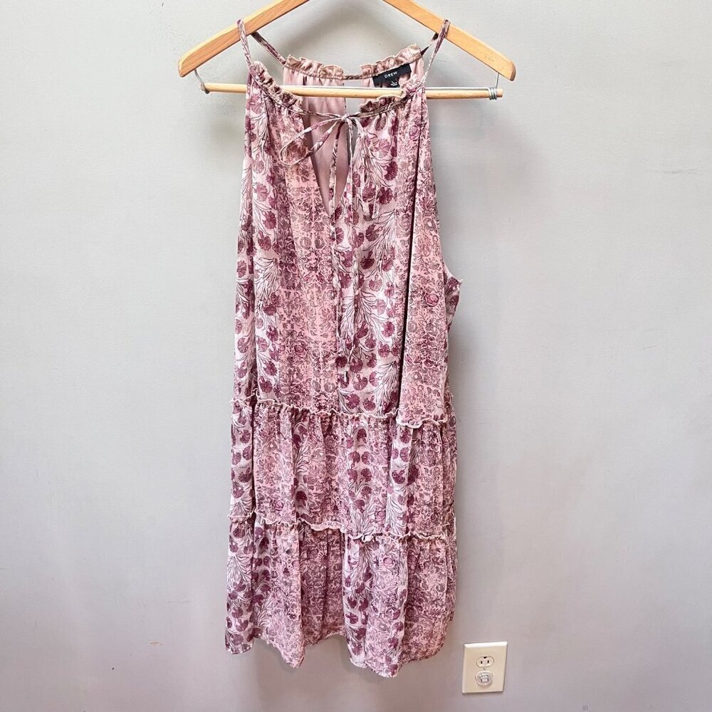 Drew Women's Sleeveless Floral Tiered Dress Lightweight & Flowy Size L 100% Poly